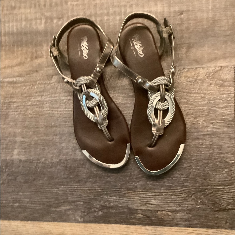 Massimo Women's Brown Sandals with Silver Accents